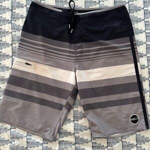 O'Neill Black and Gray Striped Board Shorts